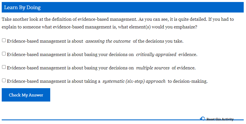 Example of Learn by Doing Activity Example of Learn by Doing Activity