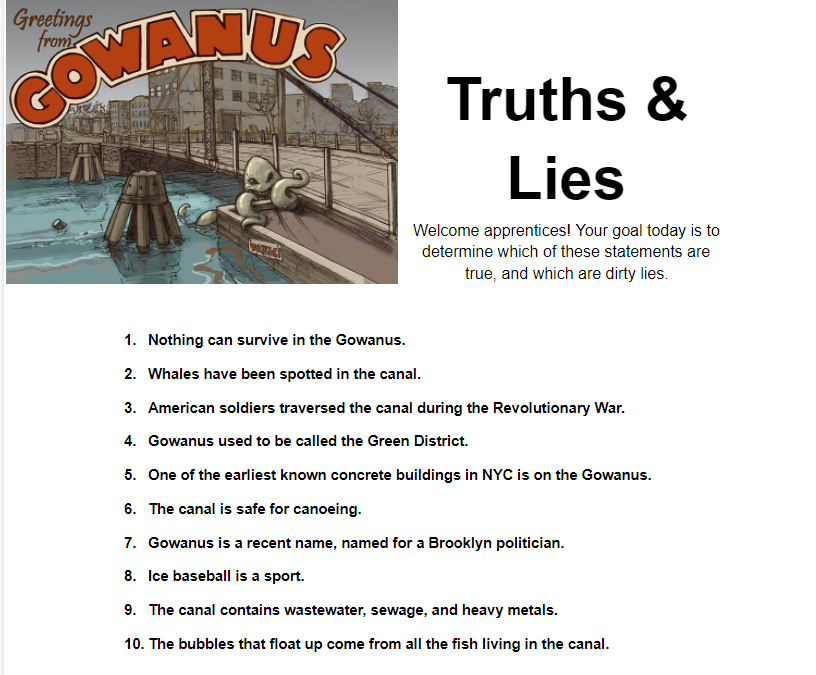 Truth and Lies In-person Activity